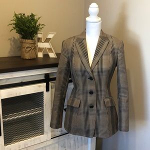 Theory Black and Tan Plaid 3 Button Blazer 6